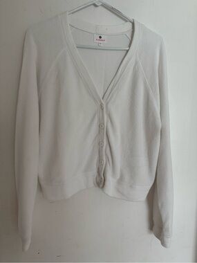 Sundry White V-Neck Button Front Cardigan
